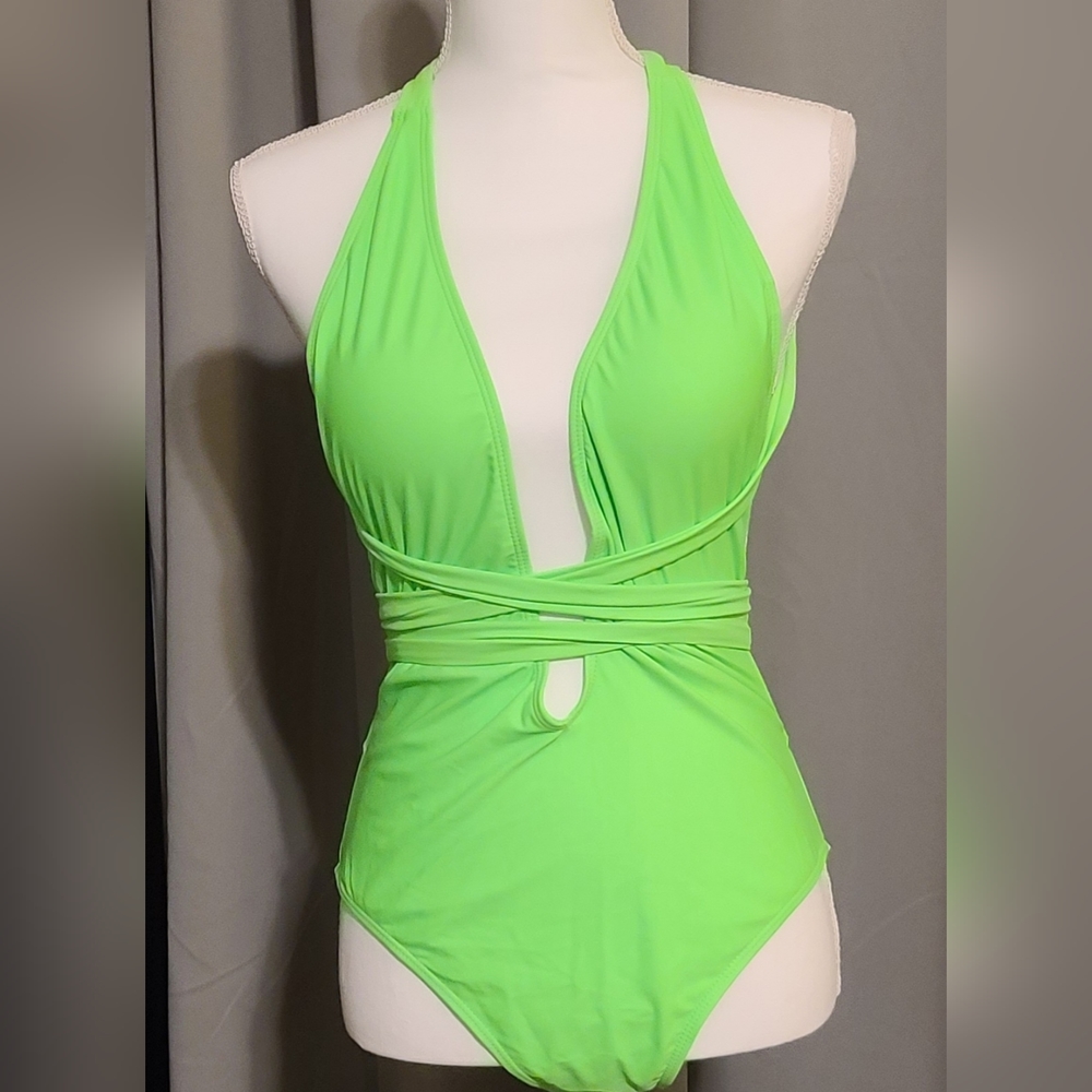 SweatyRocks Women's Sexy Criss Cross Tie Knot Deep V Open Back One Piece Sixe XL